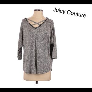Juicy Couture gray rhinestone neck knit